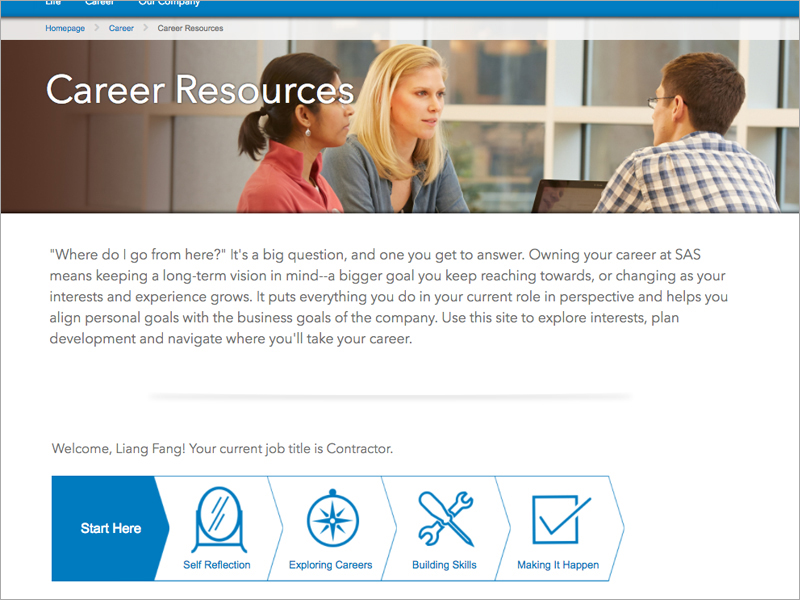The Career Journey homepage