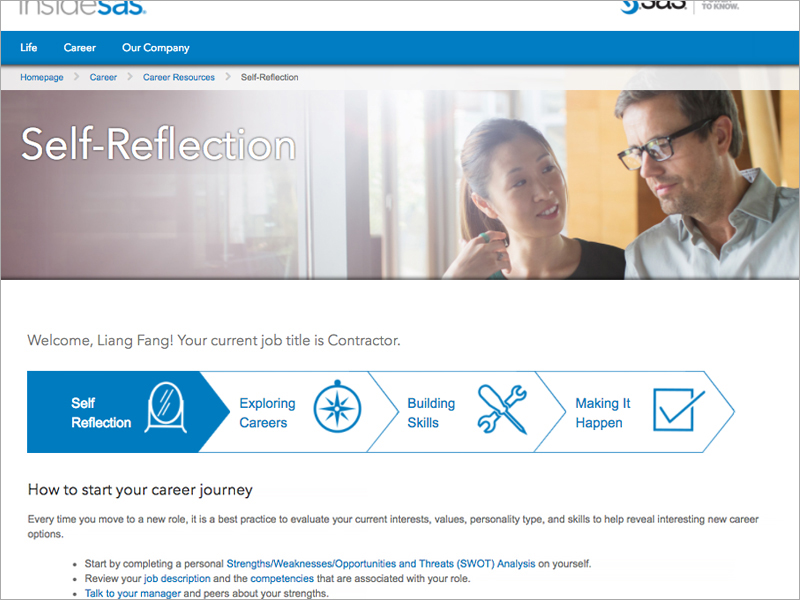 A subpage of the Career Journey